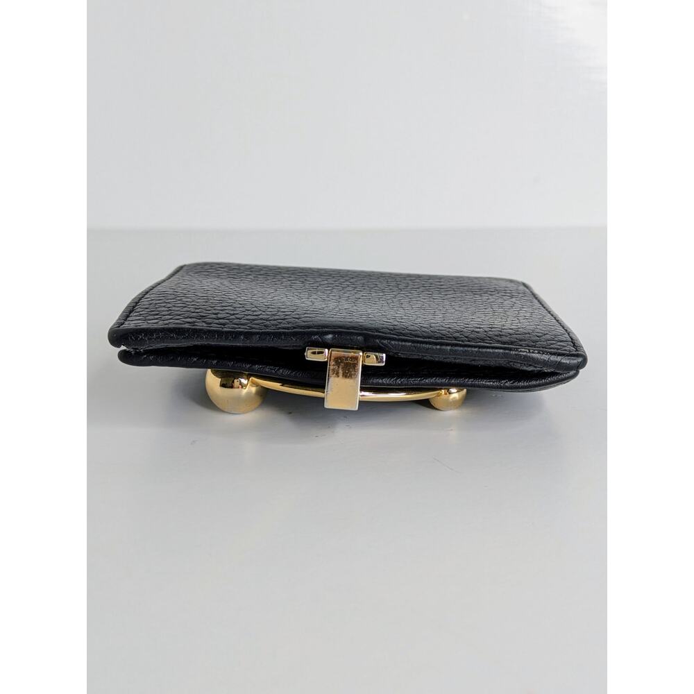 Strathberry Crescent Wallet Black Pebbled Leather Bifold Signature Hinge Bar - Picture 11 of 16